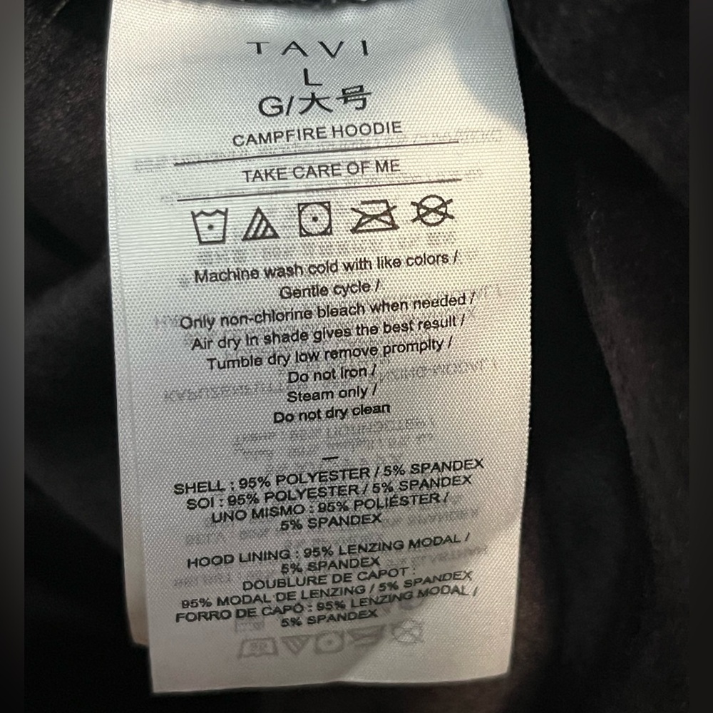Tavi Campfire Hoodie Size Large Black White Window Pane Stripes Cropped Velour - Picture 13 of 14